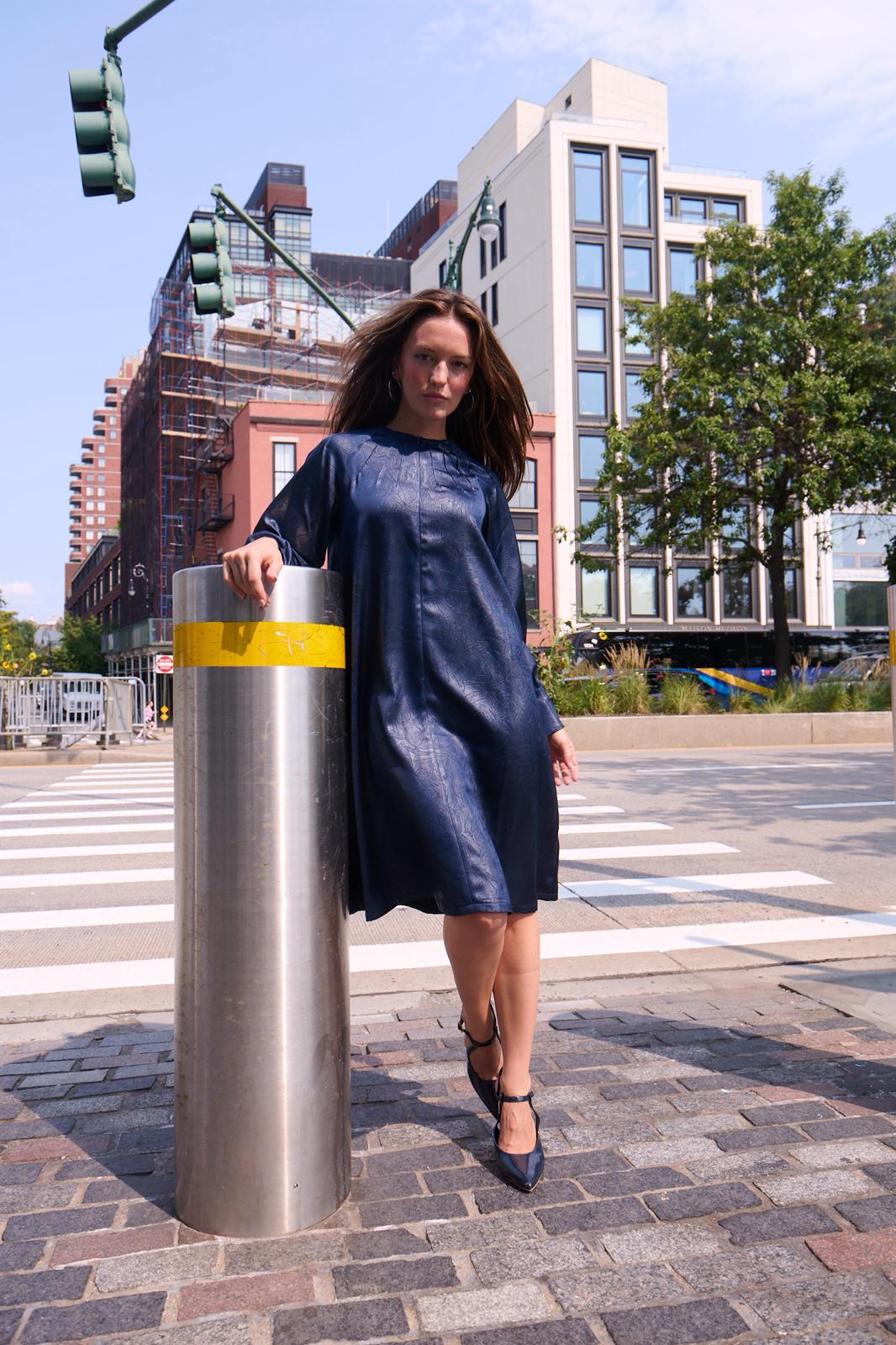 SEWLIP - HALF ZIPPER LEATHER DRESS