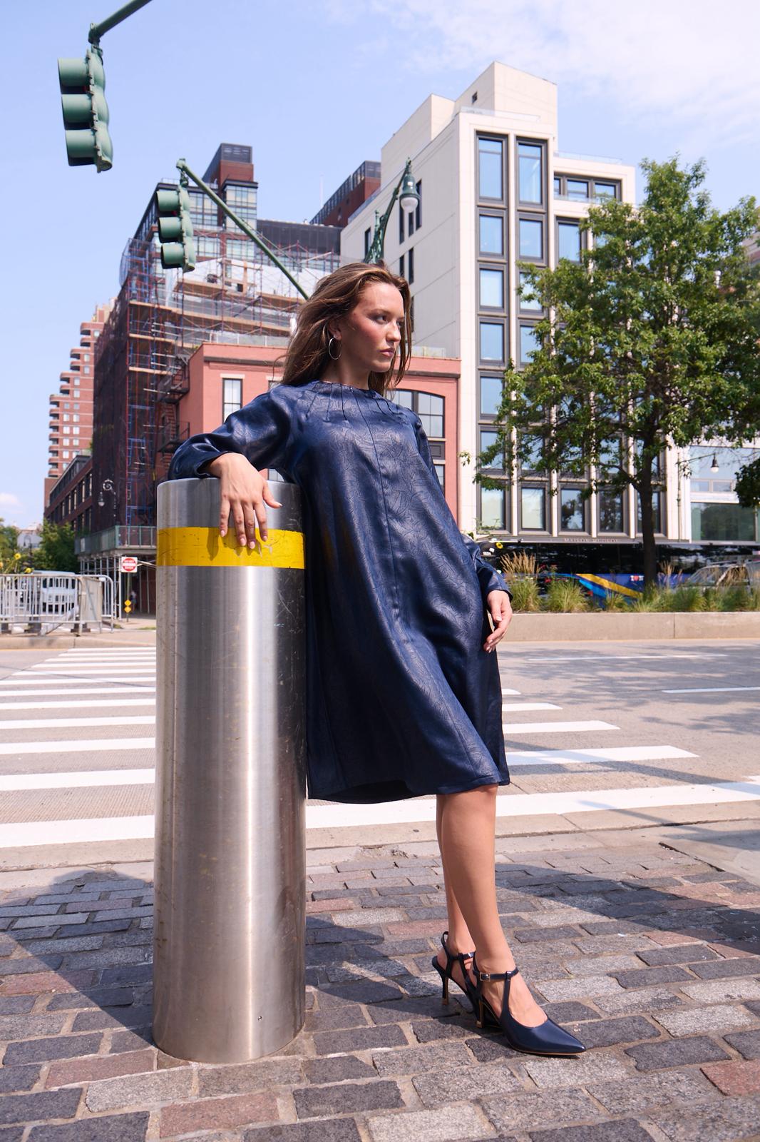 SEWLIP - HALF ZIPPER LEATHER DRESS