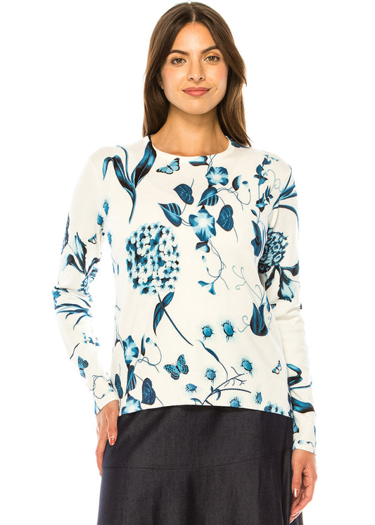 YAL - BLUE FLORAL SWEATER