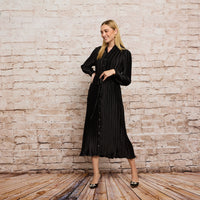 IVEE SIDE PANEL PLEATED VELVET SKIRT