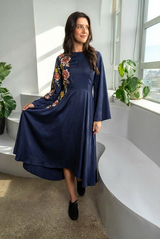 IVEE - FLAIR DRESS WITH LACE APPLIQUE