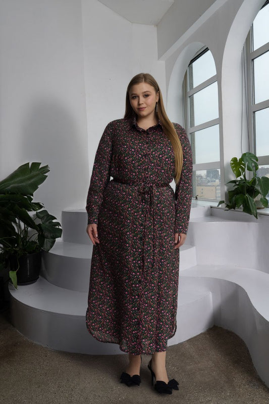 VALERIE MAXI DRESS PLUS - BLACK FLORAL