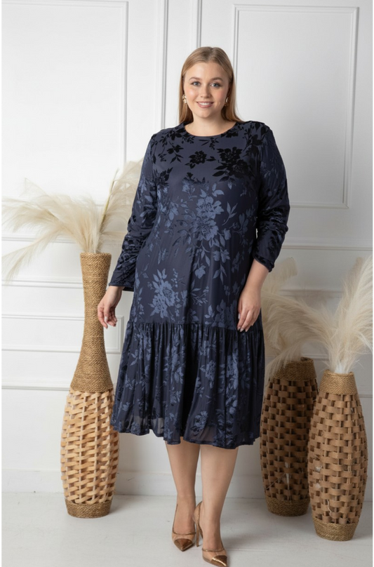TESSA DRESS PLUS - NAVY FLORAL