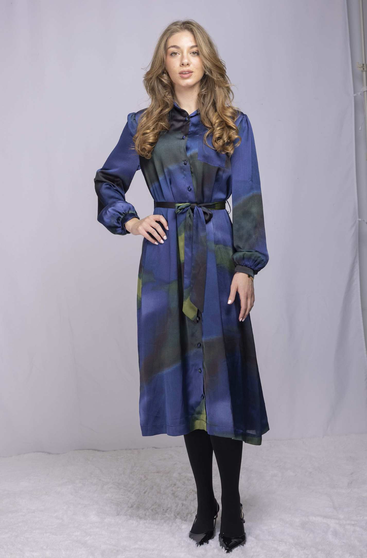 IVEE - SHIRT DRESS IN WATERCOLOR PRINT